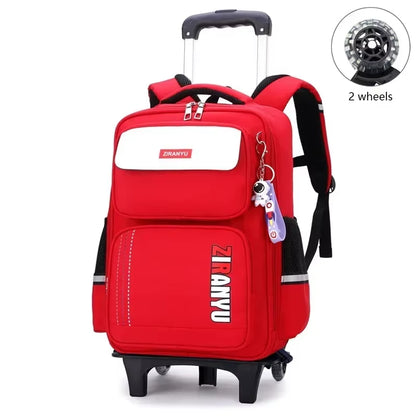 Stylish and Functional Student Rolling Backpack for Primary School Children - Trolley School Bag with Wheels for Easy Mobility