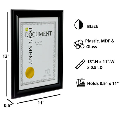 Elegant 8.5x11 Reagan Black Document Frame Set of 12 - Perfect for Home and Office Decor