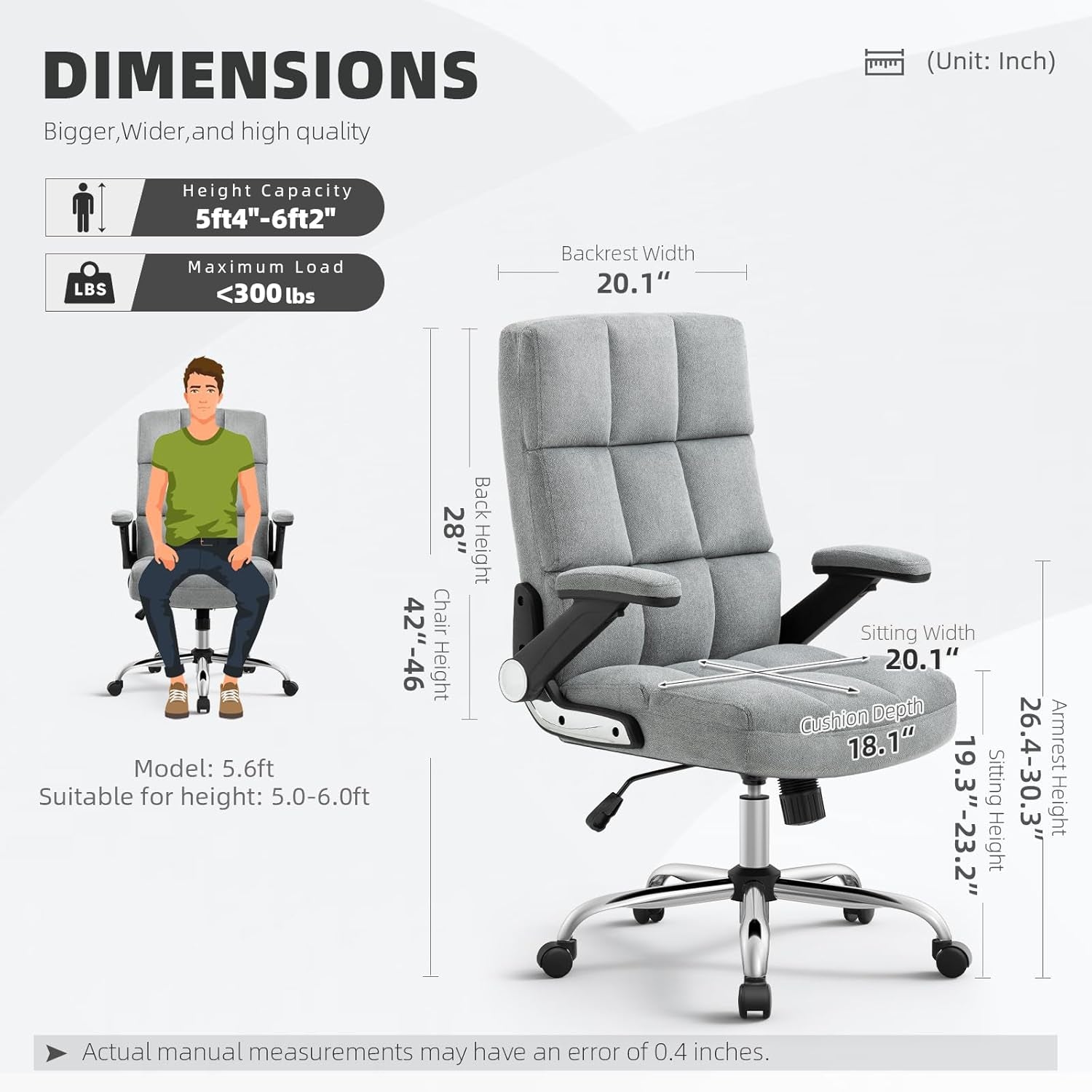 Ergonomic High Back Fabric Office Chair with Adjustable Features and Modern Design