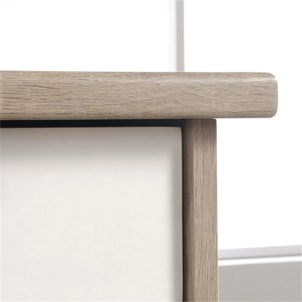 Anda Norr Executive Desk in Sky Oak and White - Modern Design with Ample Storage for Your Home Office