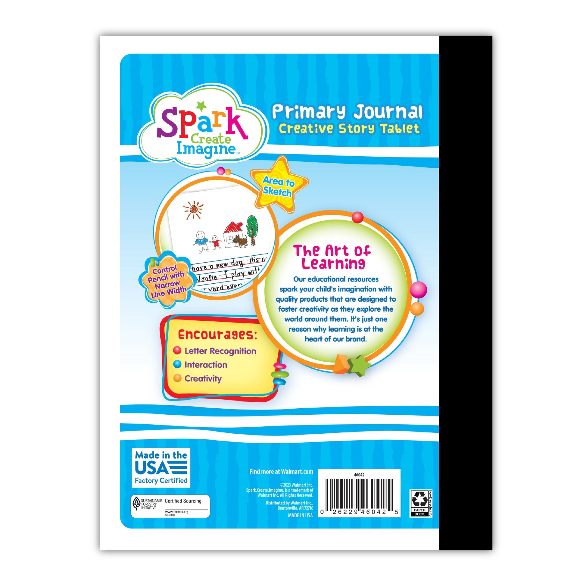 Engaging Learning Journal for Young Creators - 100 Sheets Primary Journal, 9.75 x 7.5, Half Page Ruled