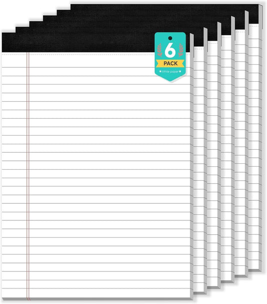 Premium Legal Notepads - 8.5 x 11 Inches, 6 Pack of Perforated Writing Tablets with 30 Sheets Each