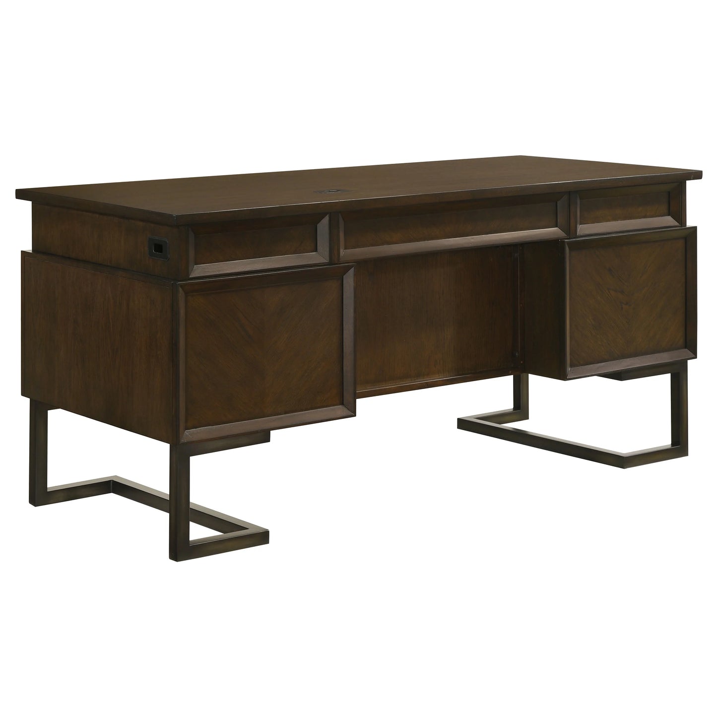 Marshall Executive Desk - Elegant Dark Walnut Finish with Functional Design for Modern Offices