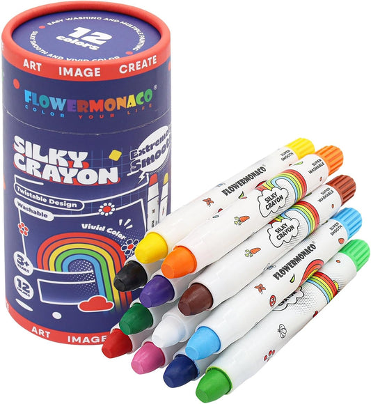 Vibrant Jumbo Twistable Crayons - 12 Non-Toxic, Washable Colors for Safe Creative Exploration in Toddlers