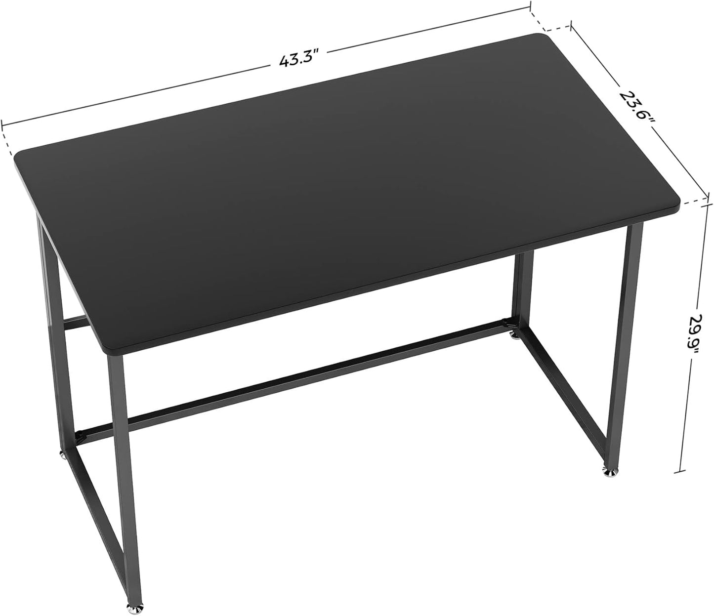 Versatile 43-Inch Folding Desk - No Assembly Required, Ideal for Home Office, Study, and Gaming - Portable and Adjustable for Small Spaces - Sleek Black Design