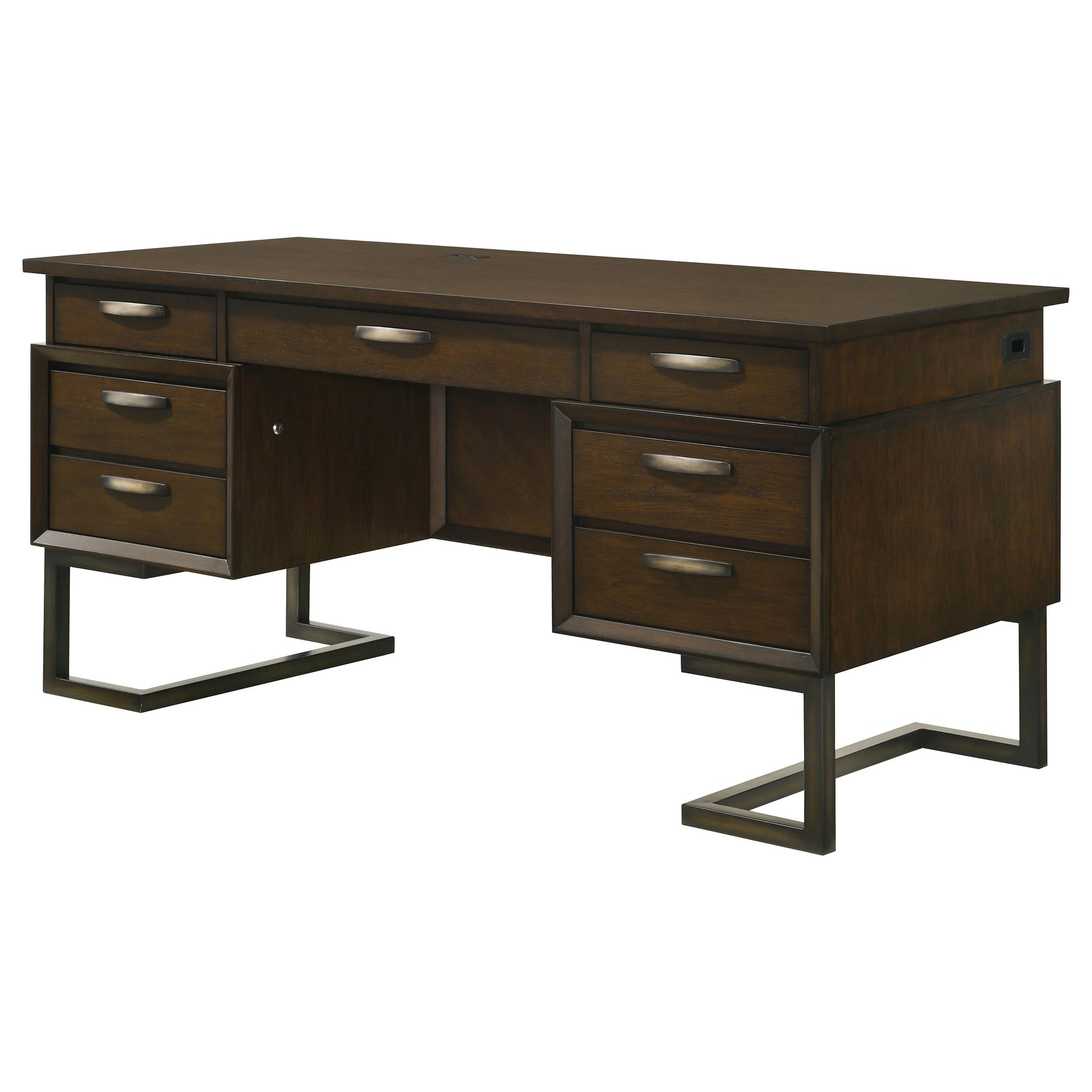 Marshall Executive Desk - Elegant Dark Walnut Finish with Functional Design for Modern Offices