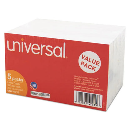 Ruled Index Cards, 3 X 5, White, 500/Pack