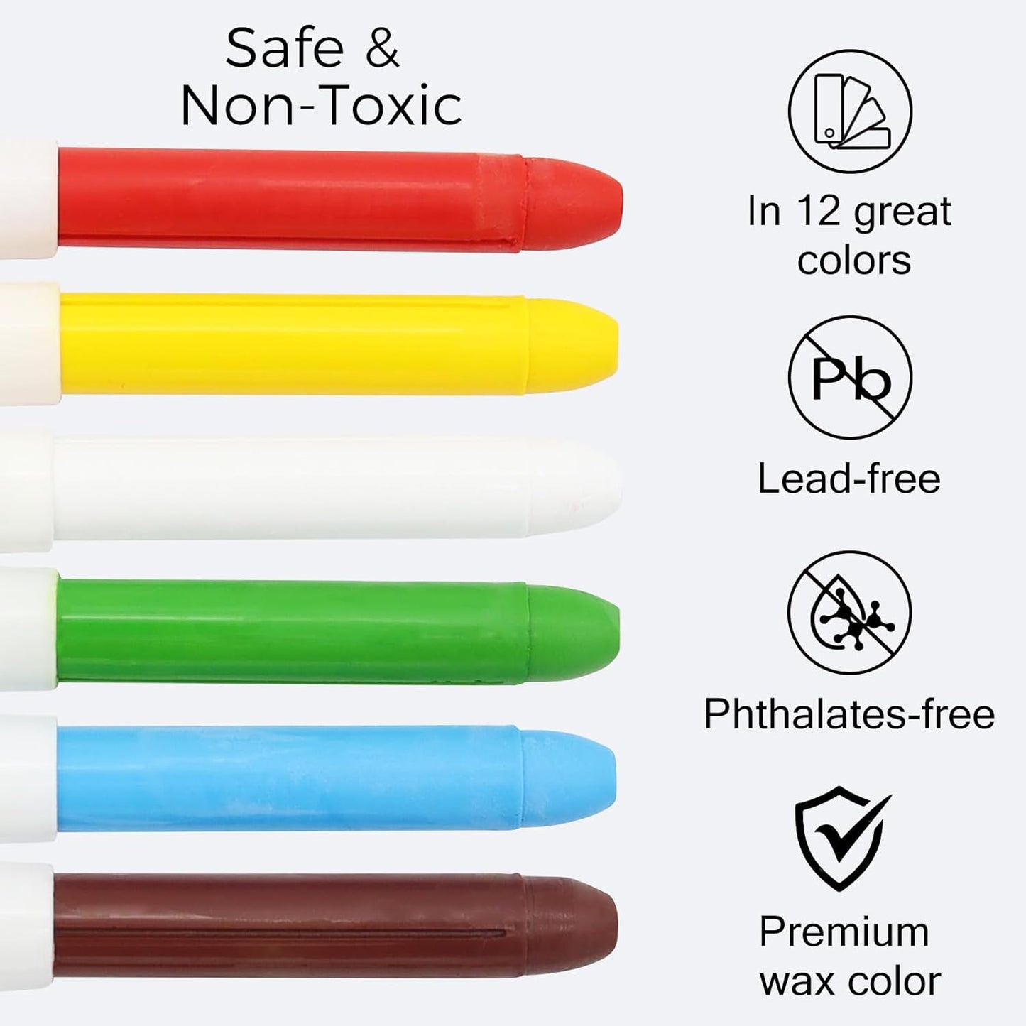 Vibrant Jumbo Twistable Crayons - 12 Non-Toxic, Washable Colors for Safe Creative Exploration in Toddlers