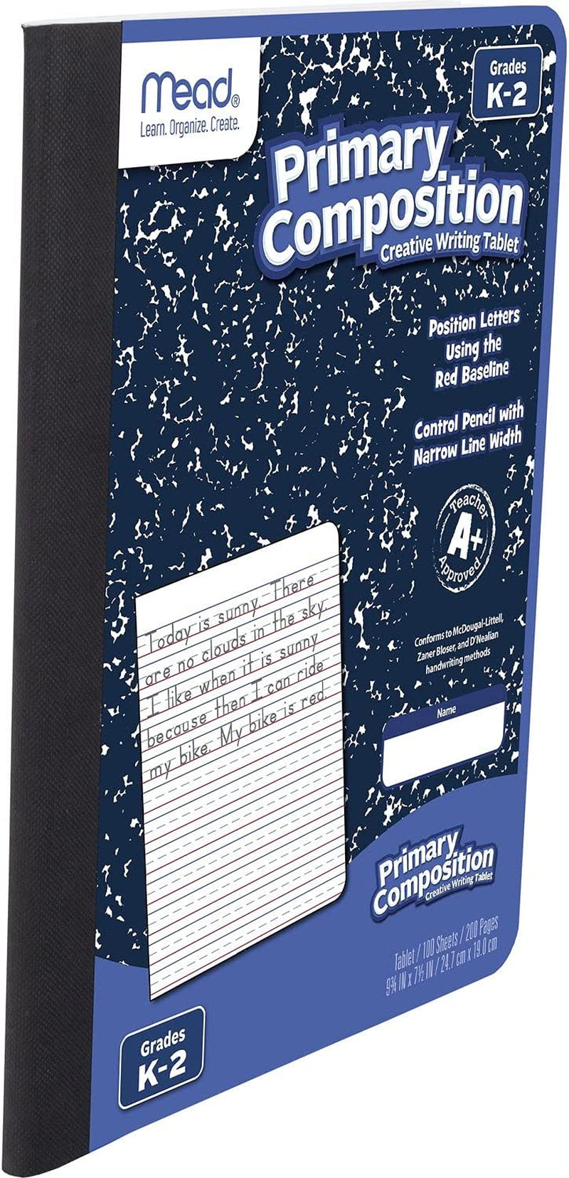 Essential Primary Composition Notebook for Grades K-2 - Wide Ruled Paper Workbook, 100 Sheets, Blue Marble Cover