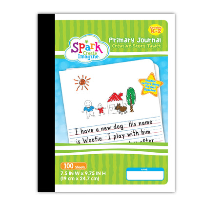 Engaging Learning Journal for Young Creators - 100 Sheets Primary Journal, 9.75 x 7.5, Half Page Ruled