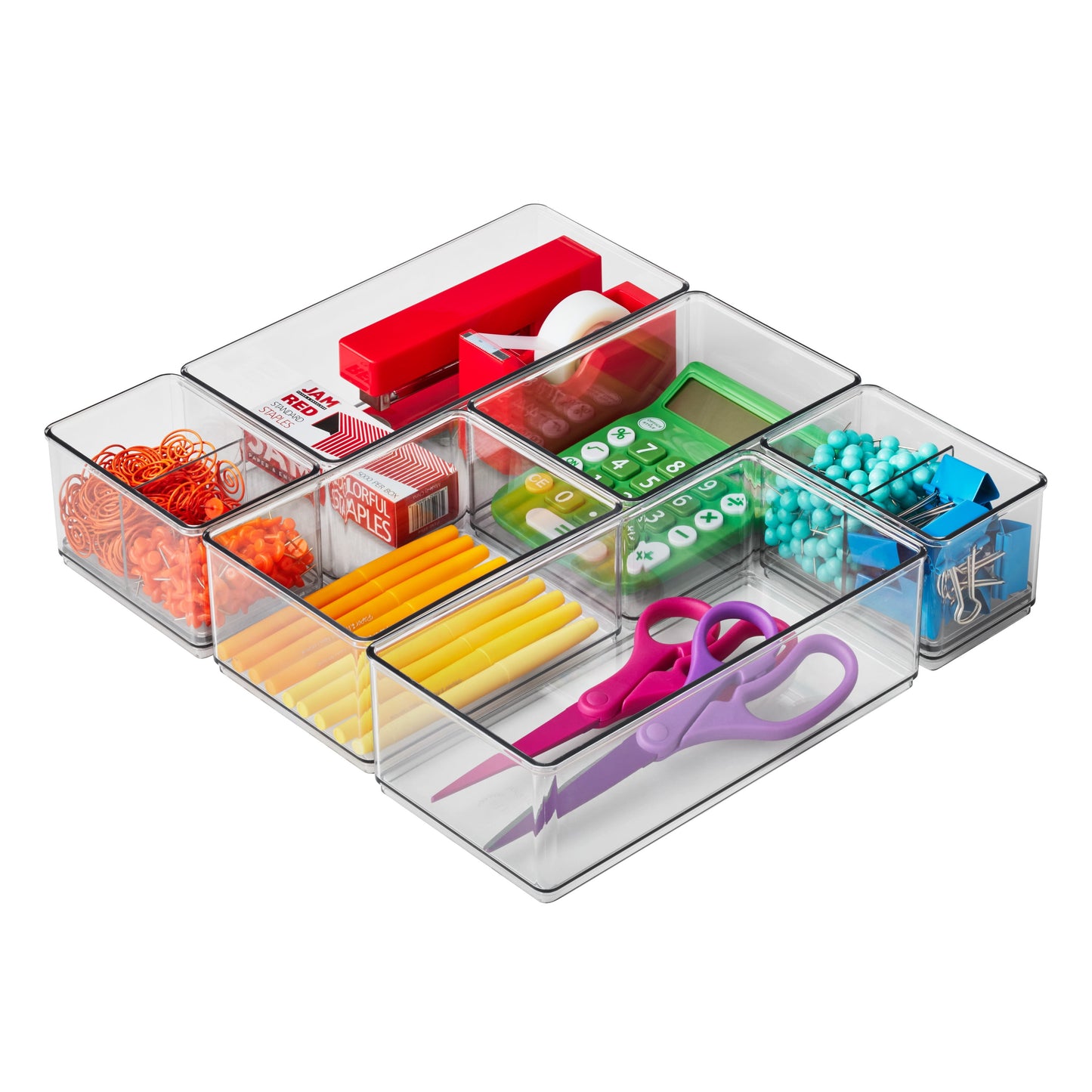 The Home Edit 6-Piece Clear Office Drawer Organizer Set for Ultimate Desk Organization