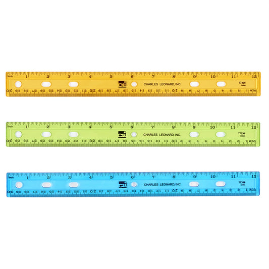 Premium 12-Inch Plastic Ruler in Assorted Colors for Precise Measurements