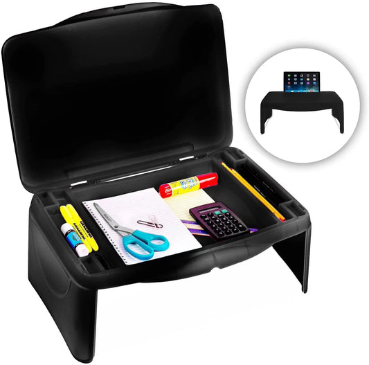 Versatile Folding Lap Desk with Extra Storage - Ideal for Kids and Adults (Black)