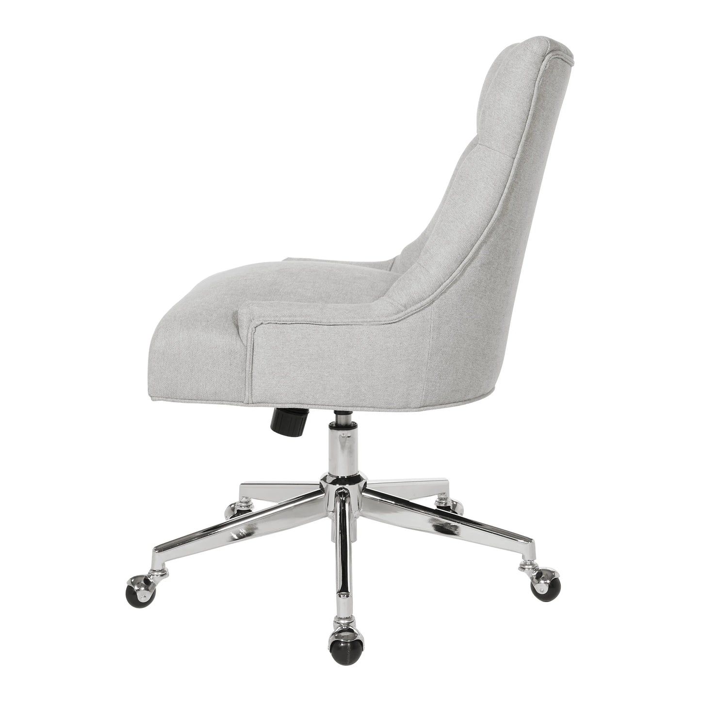 Sophisticated Amelia Office Chair in Fog Gray Fabric with Chrome Base for Ultimate Comfort and Style