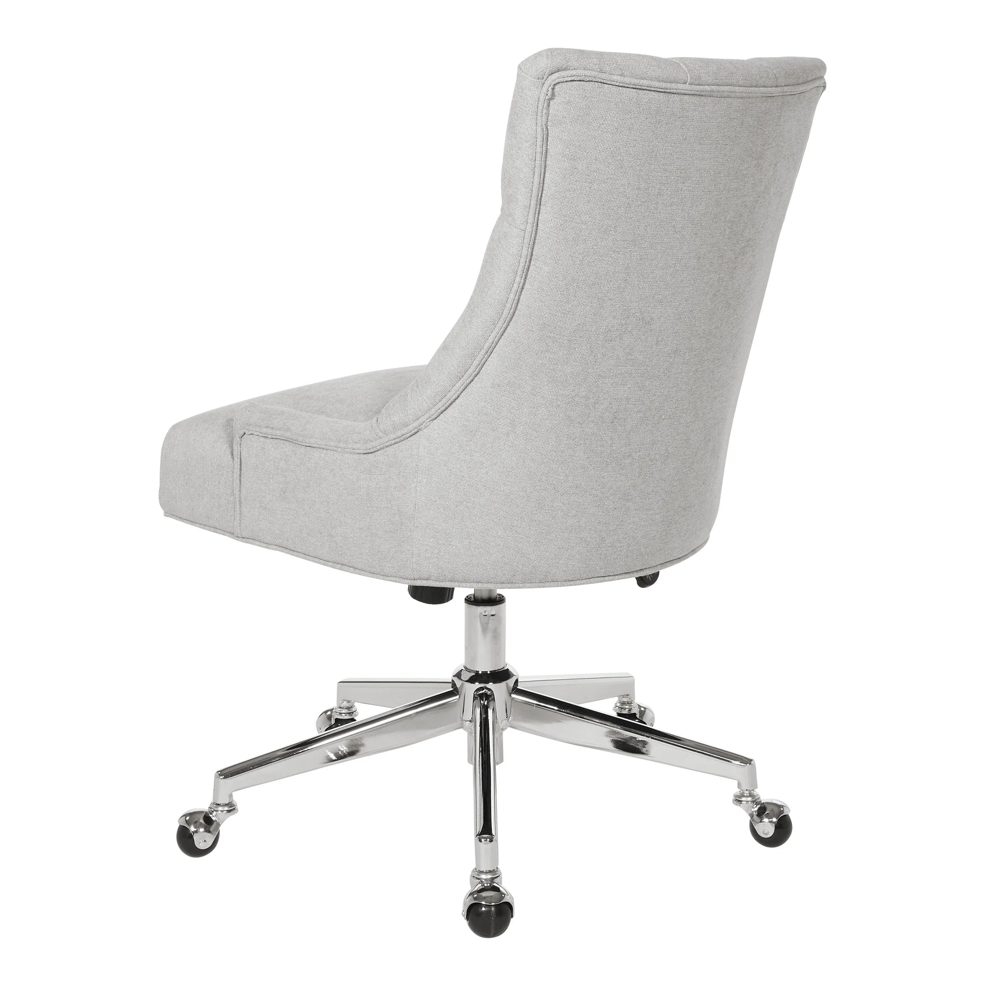 Sophisticated Amelia Office Chair in Fog Gray Fabric with Chrome Base for Ultimate Comfort and Style