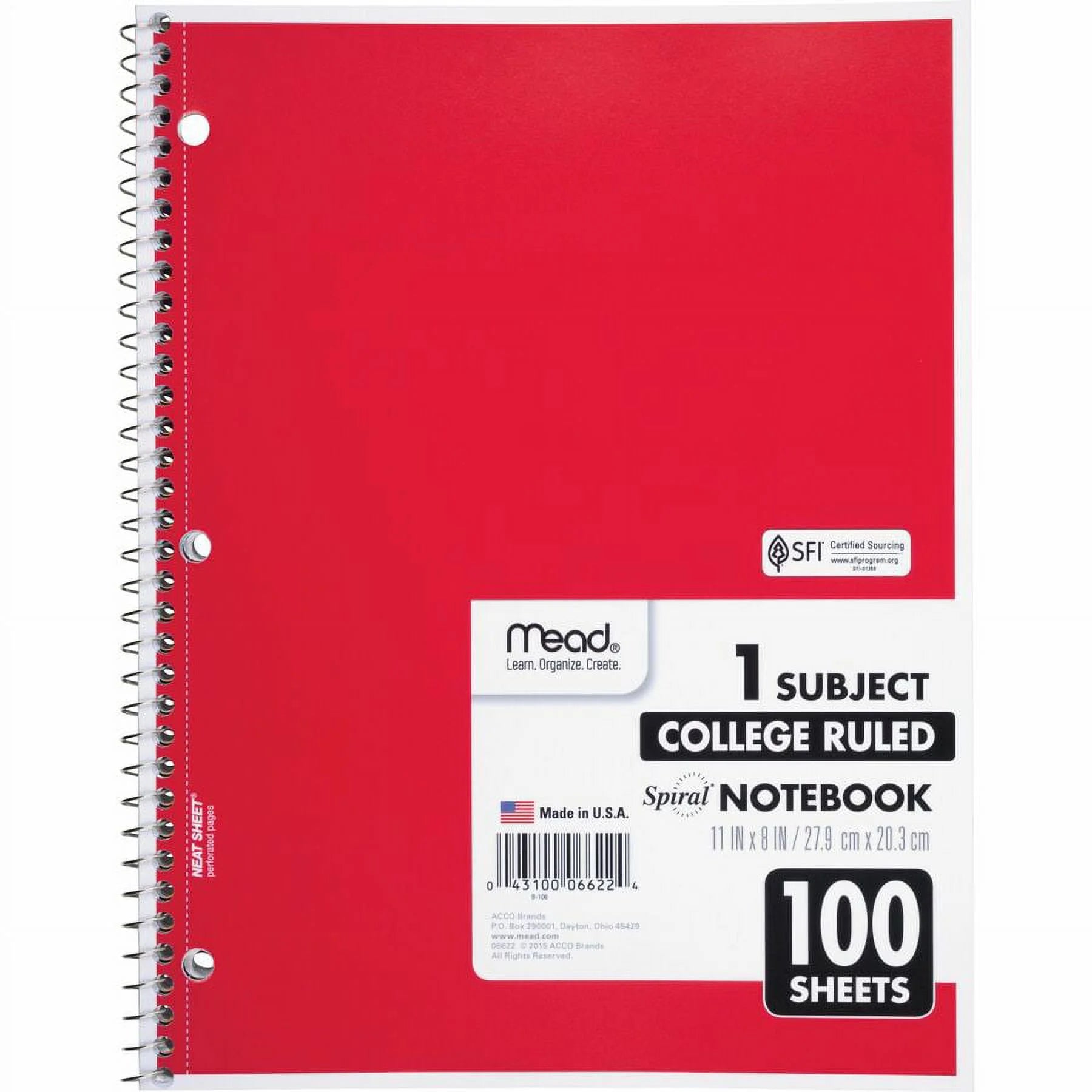 MEA06622BD One-Subject Spiral Notebook - 12 Pack of Durable, Perforated College-Ruled Notebooks