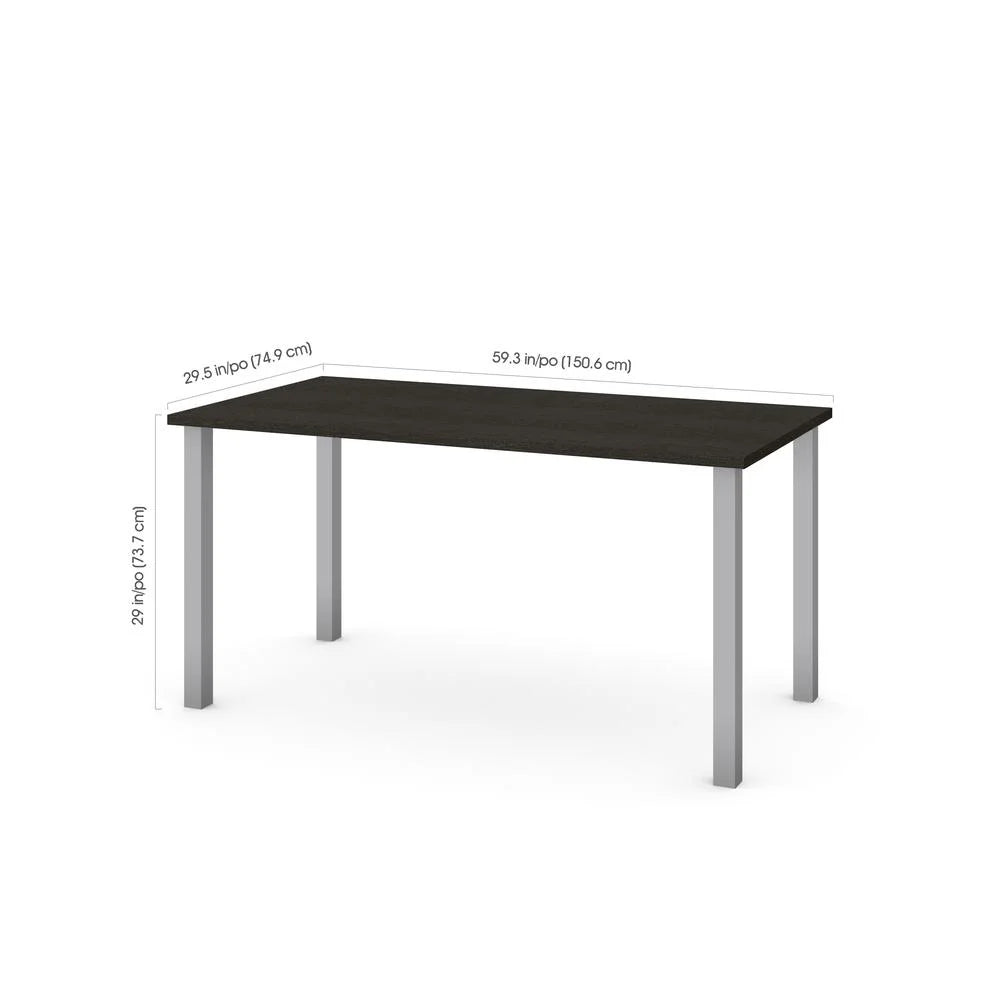 Contemporary 60-Inch Writing Desk in Elegant Deep Gray Finish