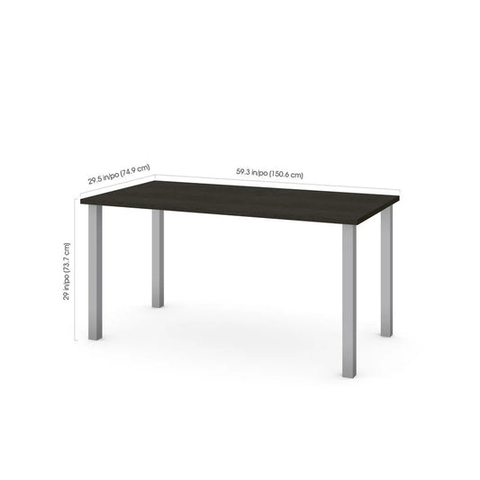 Contemporary 60-Inch Writing Desk in Elegant Deep Gray Finish