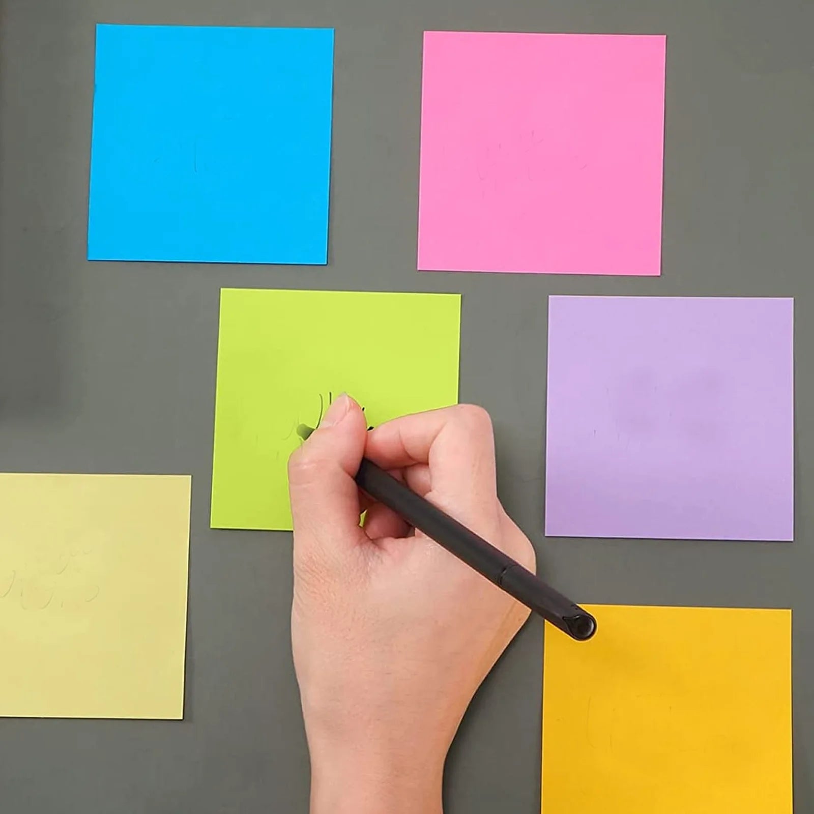 Vibrant 6-Color Set of 3x3 Inch Fluorescent Sticky Note Pads - Ideal for Planners and Office Use