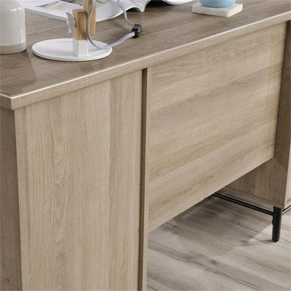 Anda Norr Executive Desk in Sky Oak and White - Modern Design with Ample Storage for Your Home Office