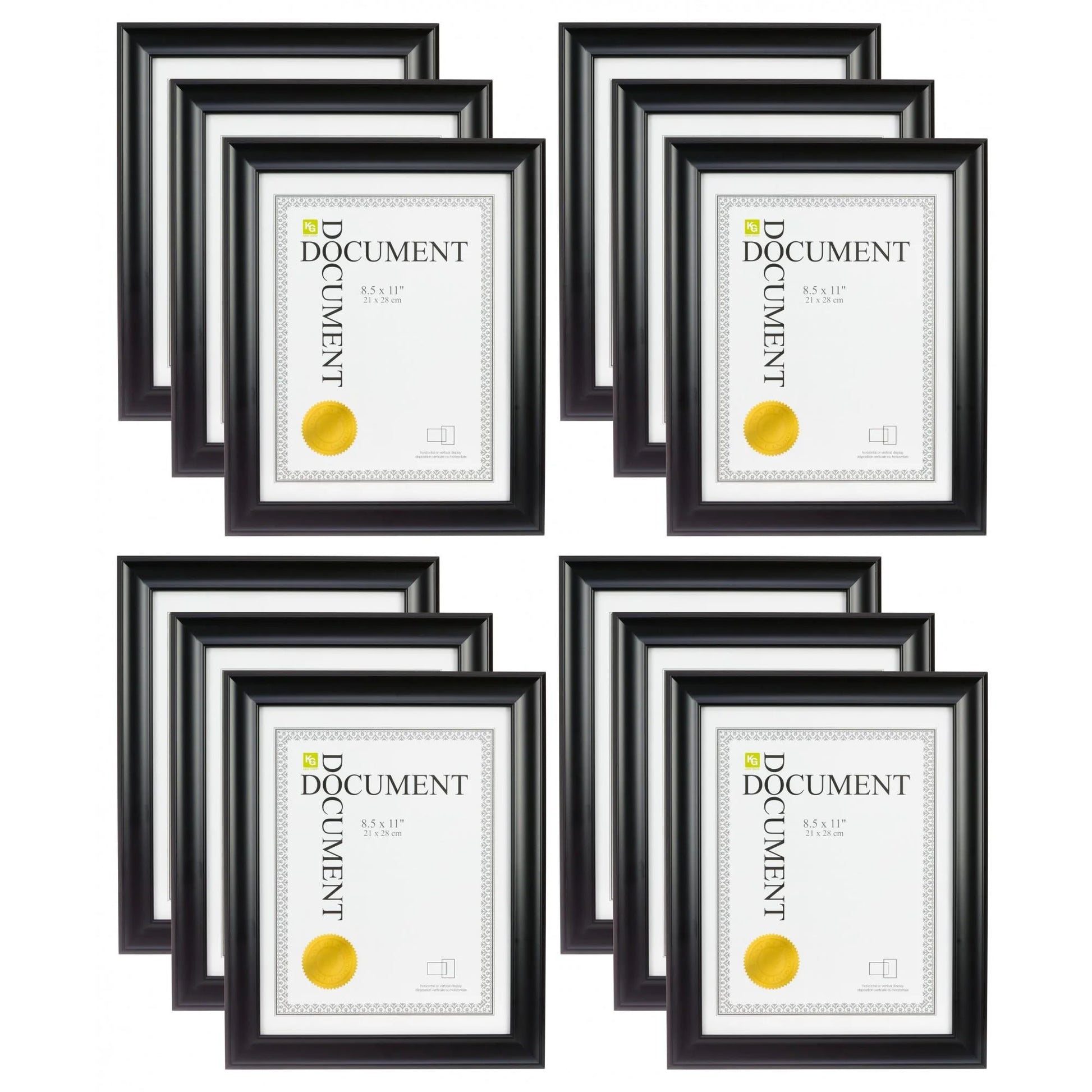 Elegant 8.5x11 Reagan Black Document Frame Set of 12 - Perfect for Home and Office Decor