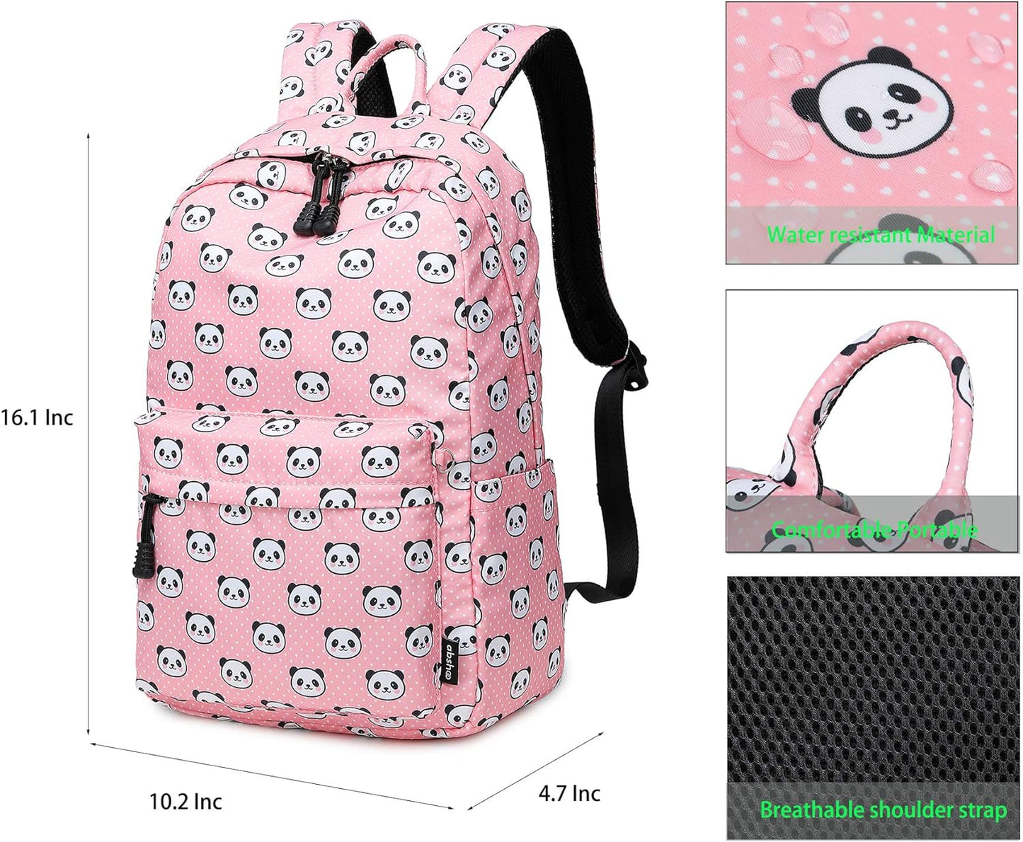 Charming Panda Pink School Backpack for Girls - Ideal for Elementary Students