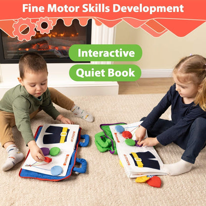 Montessori-Inspired Fabric Quiet Book: Engaging Touch, Feel, and Learn Activities for Toddlers - Ideal Portable Sensory Educational Toy for Travel