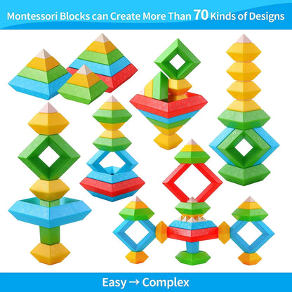 Engaging Montessori Toddler Stacking Blocks - 30-Piece Educational Toy Set for 1-3 Year Olds, Promoting Fine Motor Skills and Creative Play