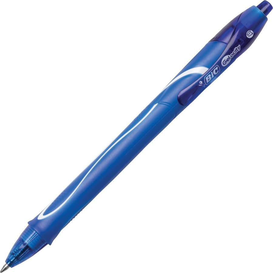 BIC Gel-ocity Retractable Quick Dry Gel Pen, Medium Point (0.7mm), Blue, Comfortable Full Grip