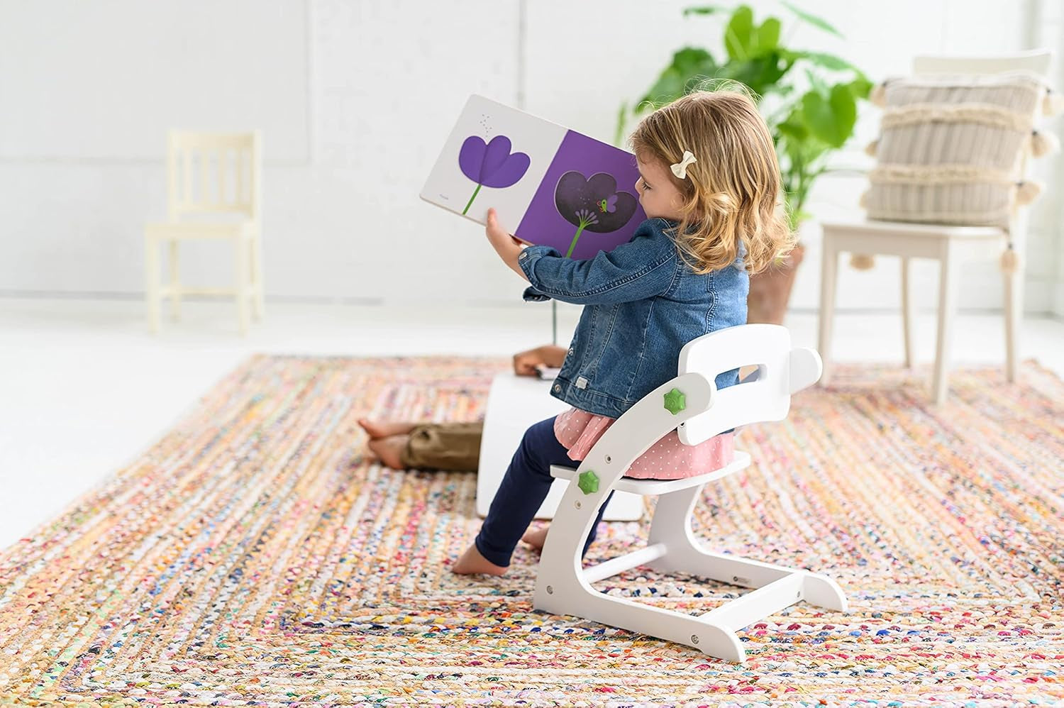 Elevate Your Child's Seating Experience with Adjustable Height Grow with Me Chairs – Stylish Wooden High Chairs for Toddlers and Children (Set of 2, Supports Up to 50 lbs) in Soft White Finish