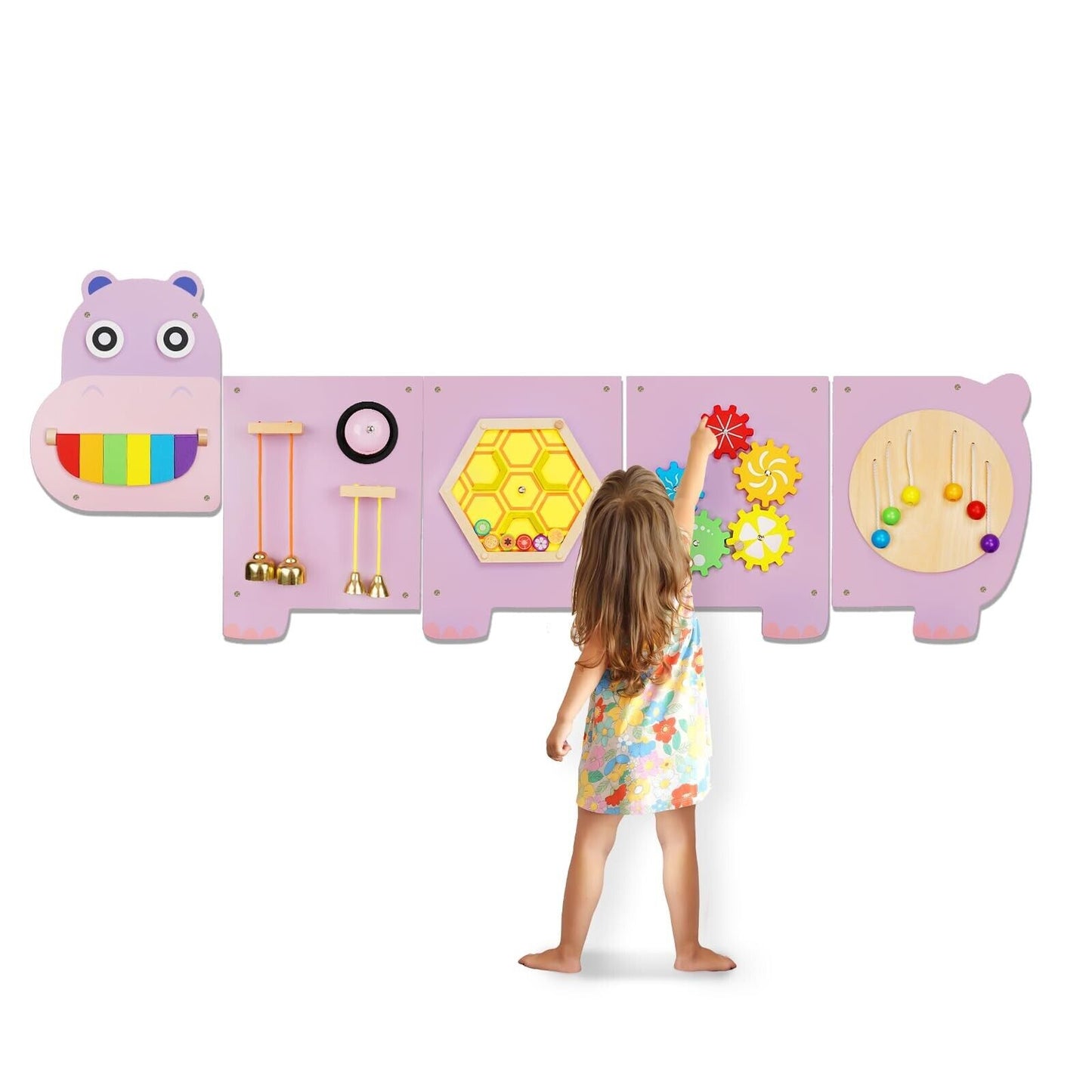 Monläurd® Hippo Montessori Educational Activity Cube - Interactive Sensory Wall Toy for Daycare and Playroom