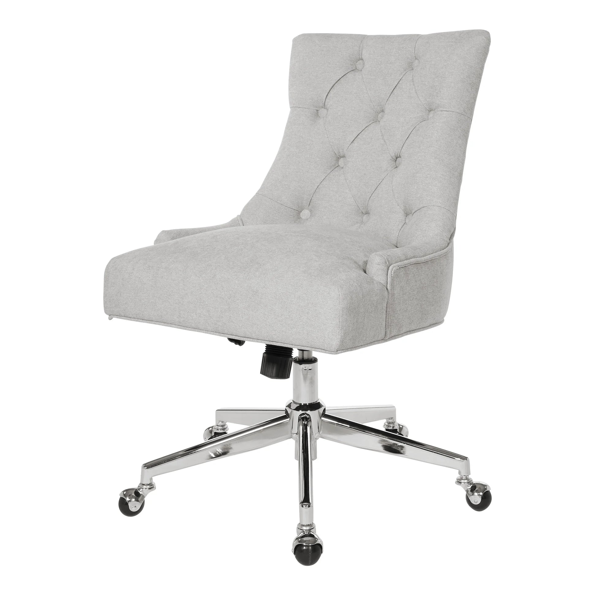 Sophisticated Amelia Office Chair in Fog Gray Fabric with Chrome Base for Ultimate Comfort and Style