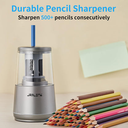 Premium Electric Pencil Sharpener with Heavy-Duty Helical Blade for Quick and Efficient Sharpening of No.2 and Colored Pencils - USB/Battery Operated in Sleek Gray Design