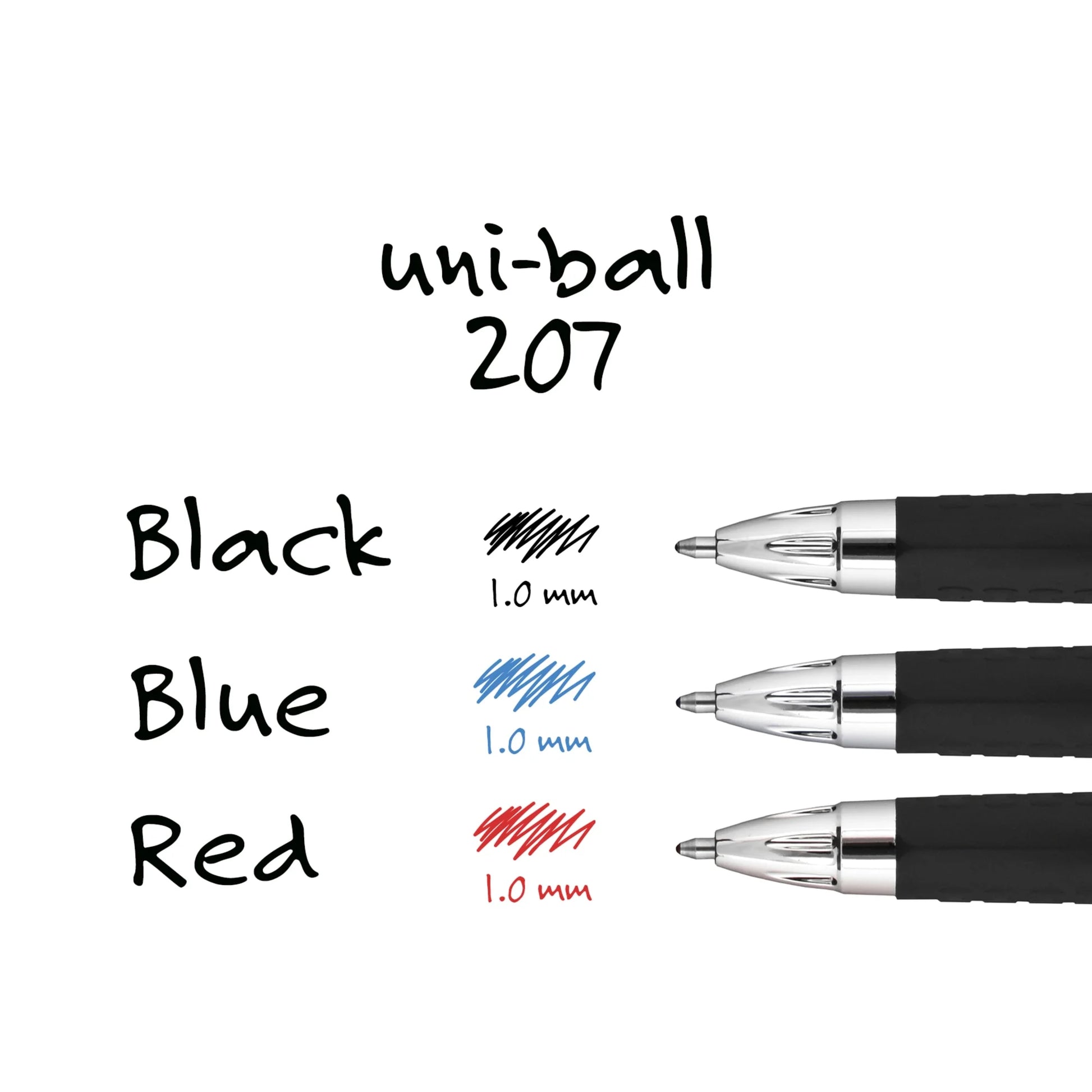 Uniball 207 Retractable Gel Pens - Bold 1.0 mm Blue Ink, 12 Count for Professional Writing