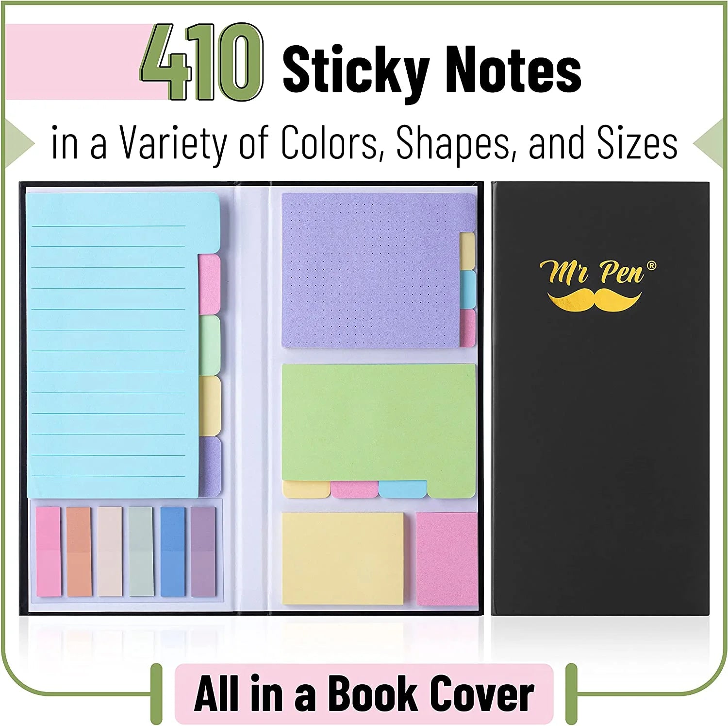 Ultimate Pastel Sticky Note Set - 410 Assorted Tabs for Organization and Creativity