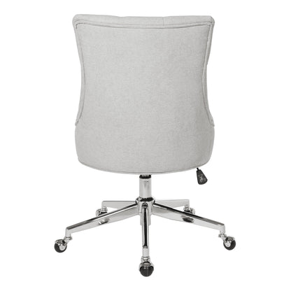 Sophisticated Amelia Office Chair in Fog Gray Fabric with Chrome Base for Ultimate Comfort and Style