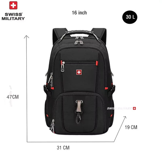 SWISS 17" Waterproof Laptop Backpack with USB Charging Port - Versatile Swiss-Style Rucksack for School, Hiking, and Travel