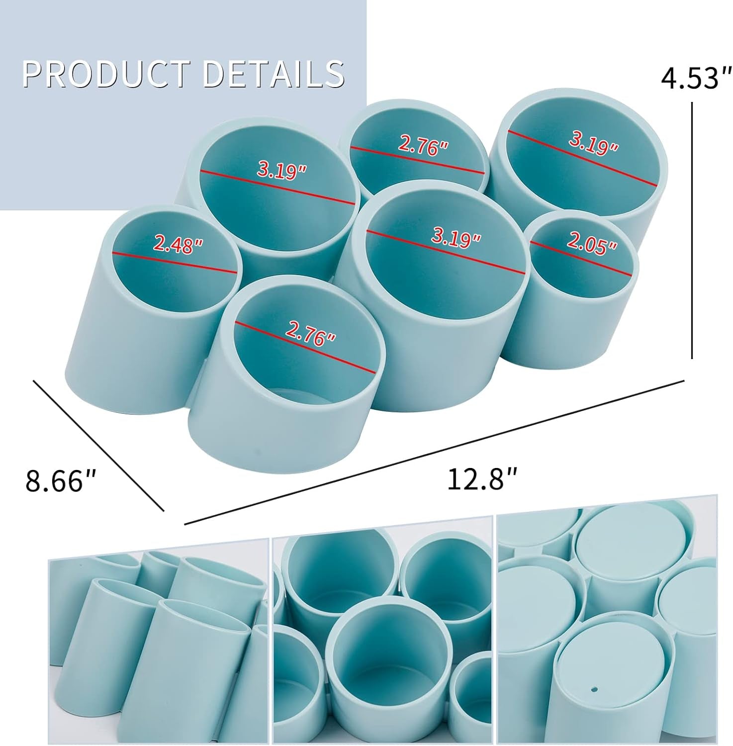 Premium Large Pencil Holder for Office - Wall-Mounted Pen Cup Set with 7 Spacious Compartments, Versatile Marker Organizer for School Supplies and Aesthetic Desk Accessories (Elegant Blue Design)