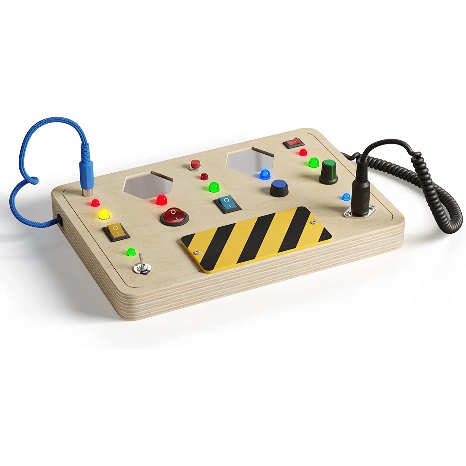 Large Montessori Wooden Busy Board with Interactive LED Buttons - A Premium Educational Sensory Toy for Toddlers