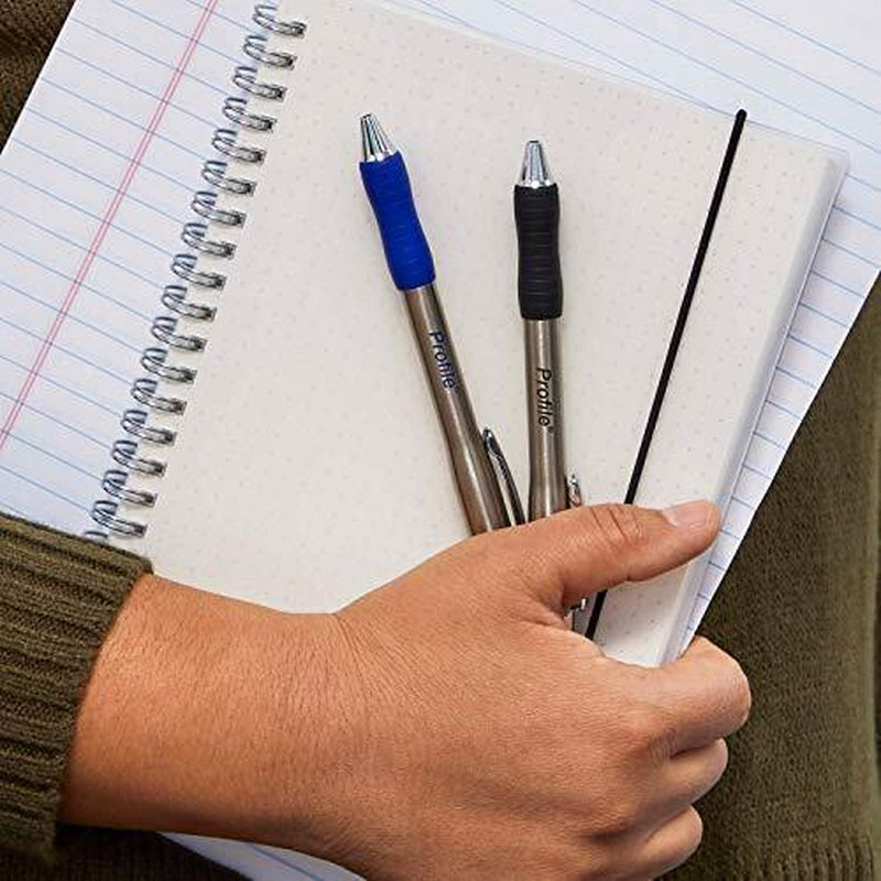 Premium 4-Pack Paper Mate Profile Retractable Ballpoint Pens with Stainless Steel Barrel - 1mm Black Ink