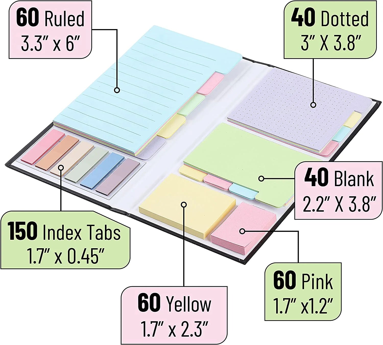 Ultimate Pastel Sticky Note Set - 410 Assorted Tabs for Organization and Creativity