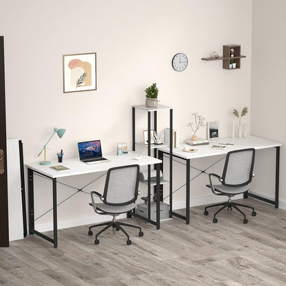 Compact Folding Computer Desk - 41 Inch No Assembly Required Small Workstation for Home Office and Writing | Elegant White Design