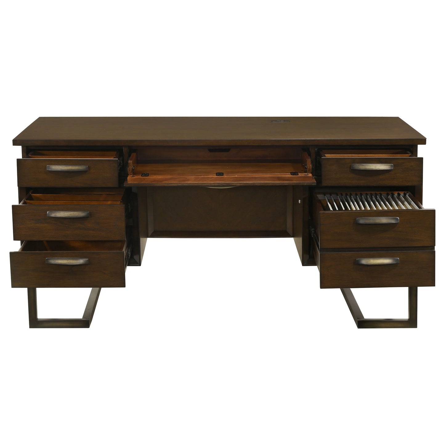 Marshall Executive Desk - Elegant Dark Walnut Finish with Functional Design for Modern Offices