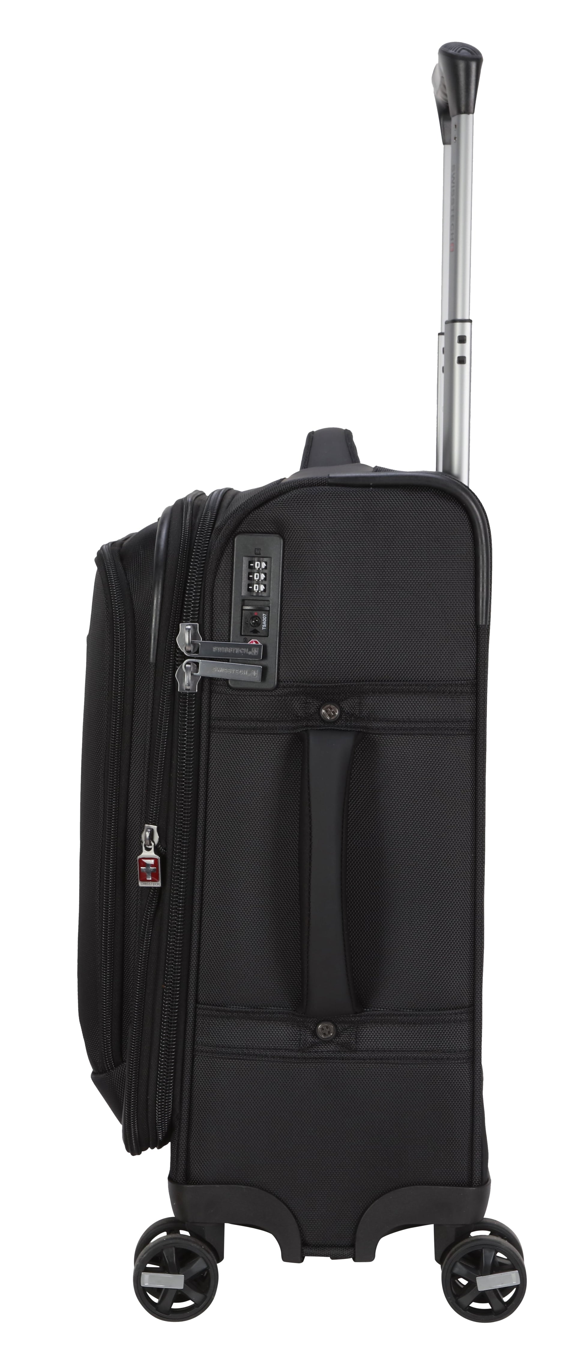 Premium 20-Inch Softside Carry-On Luggage with 8-Wheel Spinner in Classic Black