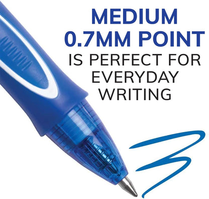 BIC Gel-ocity Retractable Quick Dry Gel Pen, Medium Point (0.7mm), Blue, Comfortable Full Grip