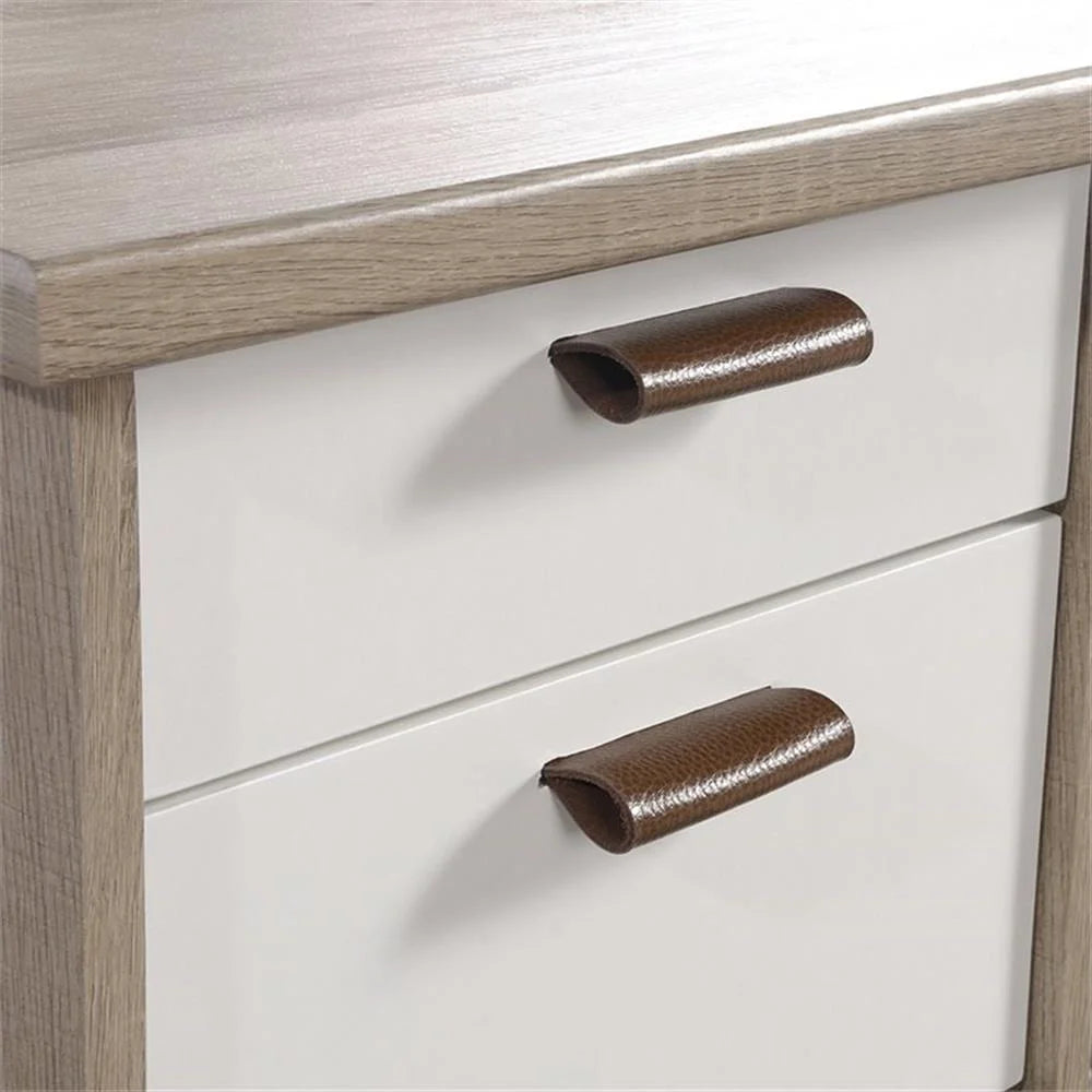 Anda Norr Executive Desk in Sky Oak and White - Modern Design with Ample Storage for Your Home Office