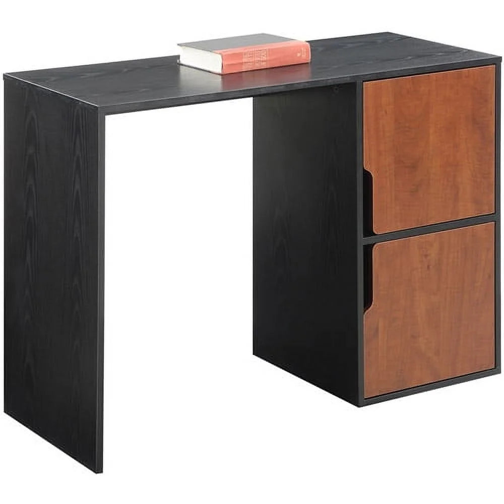 Designs2Go 29.5" Tall Student Desk with Storage Cabinets, Black and Cherry Finish, Suitable for All Ages