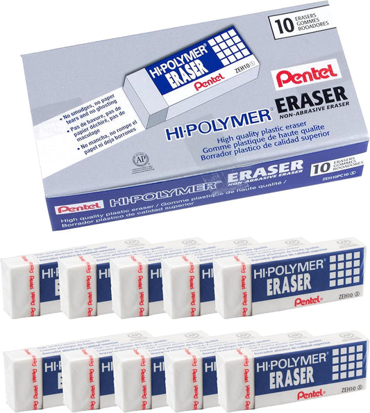  Pack of 10 hi-polymer block erasers