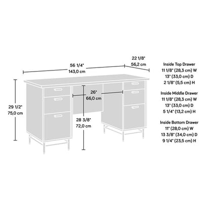 Anda Norr Executive Desk in Sky Oak and White - Modern Design with Ample Storage for Your Home Office