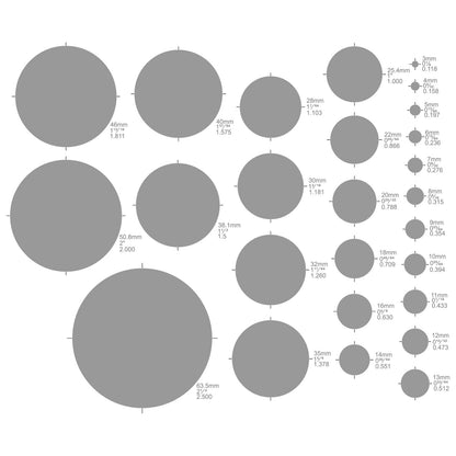 Precision Metal Circle Template with 37 Metric Circles for Accurate Drawing and Design